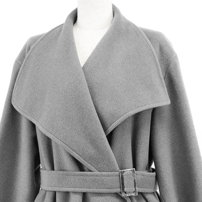 HERMES エルメス ラップコート マルジェラ期 カシミヤ100％ メルトン ベルテッド ロング コート アウター ベルト付属 レディース サイズ 38 グレー 灰色 フランス製