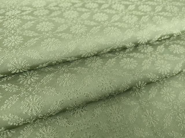 平和屋着物●上質な色無地 菊菱地紋 柳煤竹色 正絹 DAAY1401ps