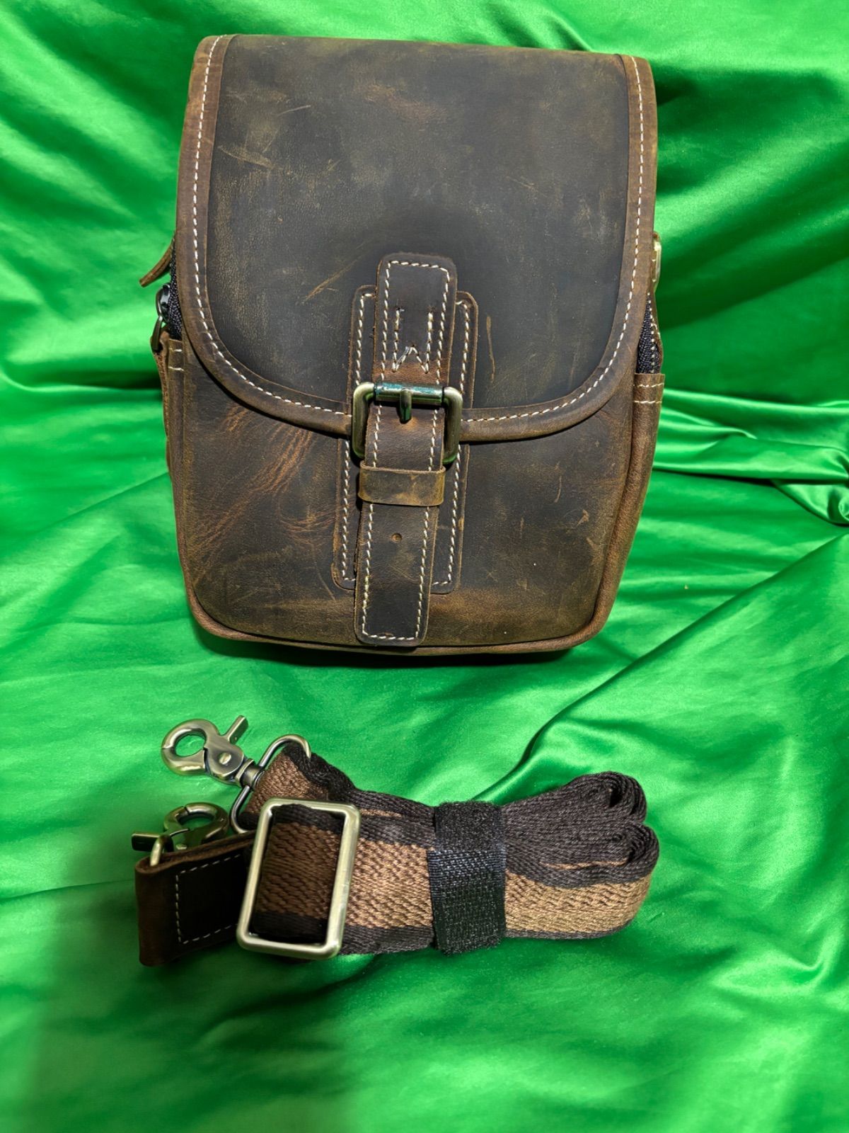 TIDING 本革 ショルダーバッグ メンズ 斜めがけ ヴィンテージ 牛革 レトロ カジュアル 小型バッグ