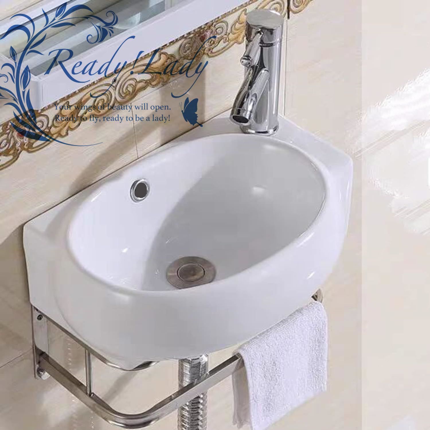 激安大特集！ 洗面ボール小型 手洗い器 壁掛け 手洗器セット陶器製簡易洗面台 洗面ボウル ガーデキッチ手洗い鉢コンパクトミニ 手洗いボウル 43x29cm 新商品続々。