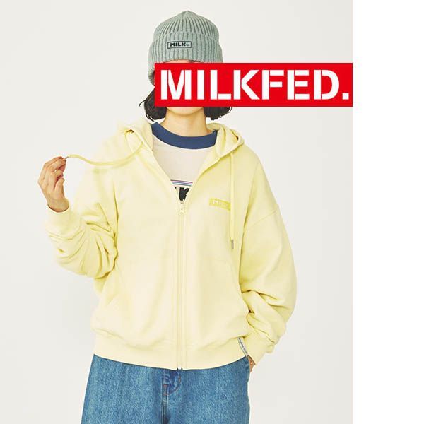 「MILKFED.」 ジップアップパーカー M ライトイエロー レディース MILKFED. 「MILKFED.」 ジップアップパーカー M ライトイエロー