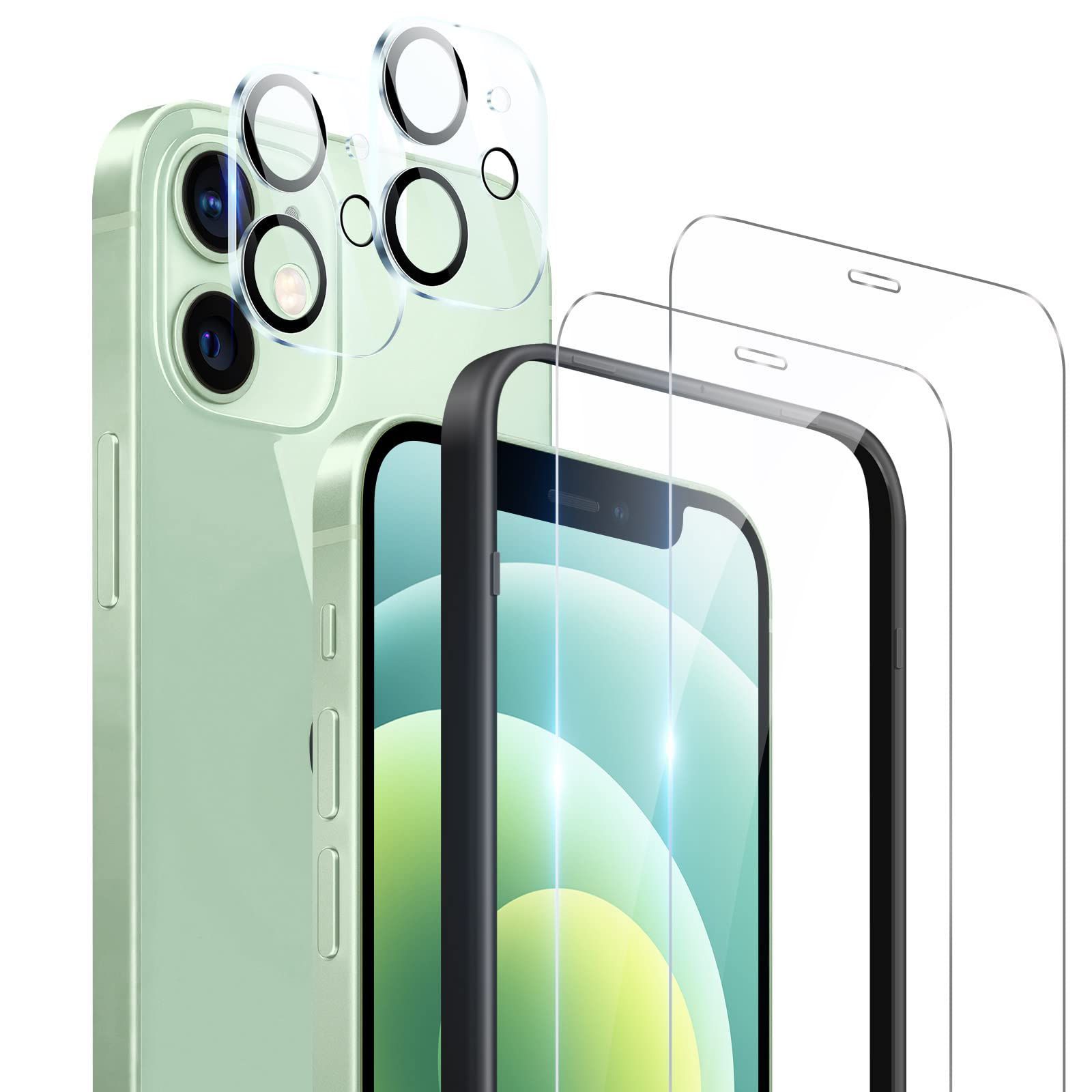 iPhone 12 mini ガラスフィルム 【2枚】 iPhone12 mini カメラフィルム 【2枚】 旭硝子素材製 硬度9H 耐衝撃 キズ防止【ガイド枠付き】高透過率 撥水撥油 飛散防止 気泡防止 汚れに強い アイフォン 12 