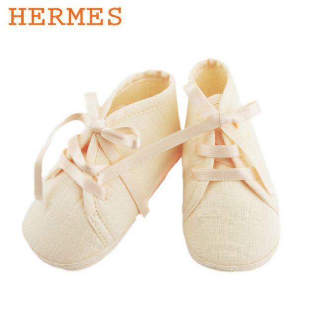 エルメス シューズ 靴 女の子 レディース ファーストシューズ ベビーシューズ ピンク リネン HERMES A1881