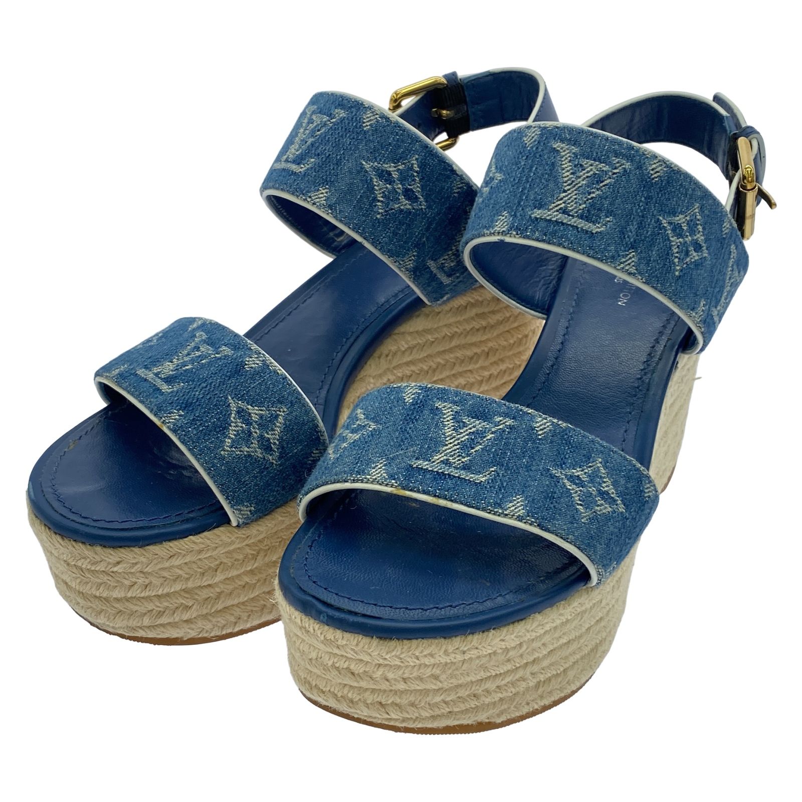 ルイ ヴィトン LOUIS VUITTON サンダル サンダル CL1119 ブルー デニム サンダル レディース Used B