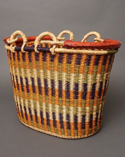アフリカ ブルキナファソ 楕円型 マルシェバスケット DX Lサイズ ＃7 かご アフリカンバスケット アフリカ雑貨 小物入れ USTAUSTRALIA_COM_AU