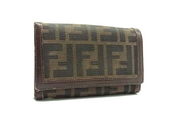 FENDI フェンディ ズッカ柄 コインケース 財布 がま口 キャンバス レザー FENDI フェンディ ズッカ柄 キャンバス×レザー 二つ折り 財布