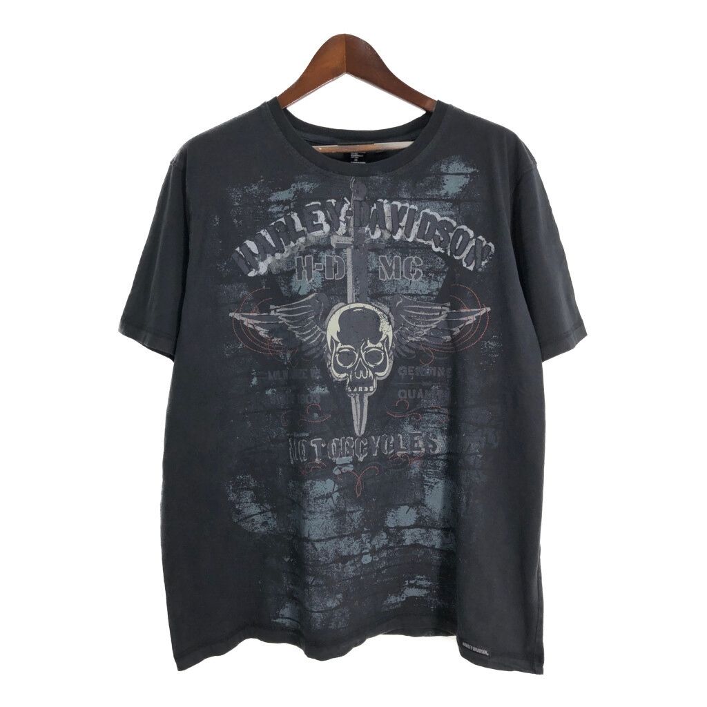 HARLEY DAVIDSON ハーレーダビッドソン モーターサイクル Ｔシャツ Y2K ブラック メンズ 2XL 古着 U1867