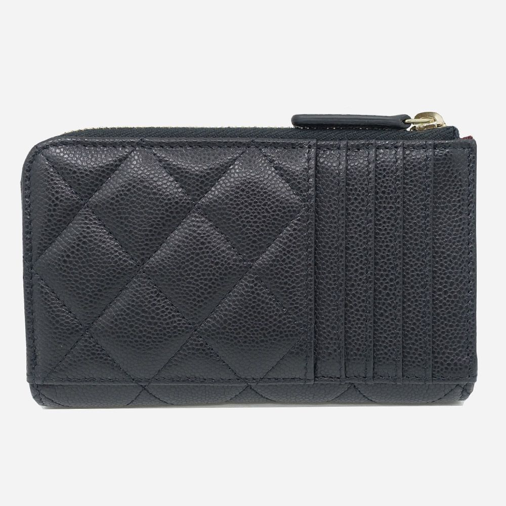 栄 シャネル クラシックジップ カードケース AP3179 グレインドシャイニーカーフスキン BK GD金具 女性 ランダム 保存袋 箱