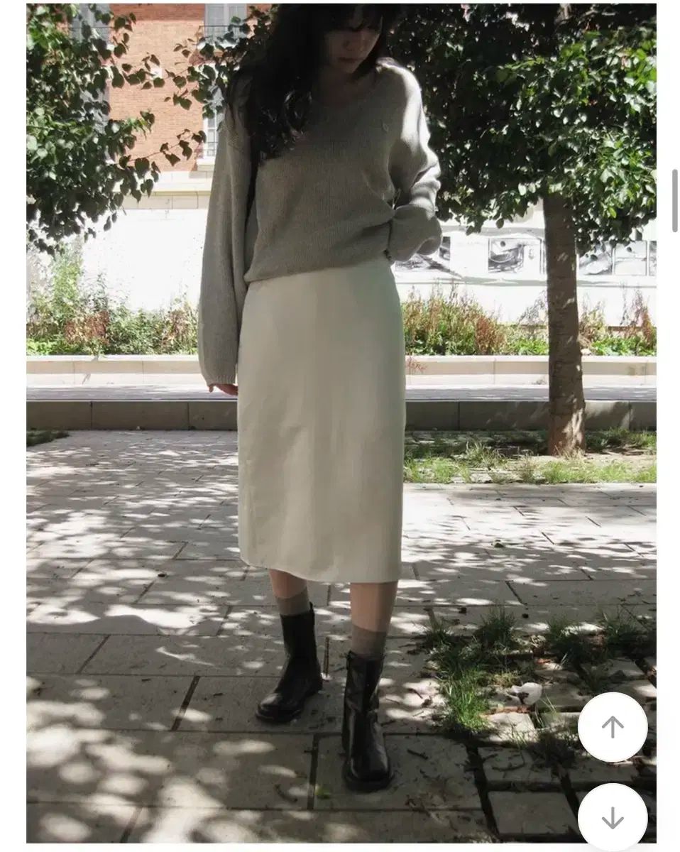 PLST】 ロングフレアスカート マキシ丈 ダークグレー ウエストゴム 美