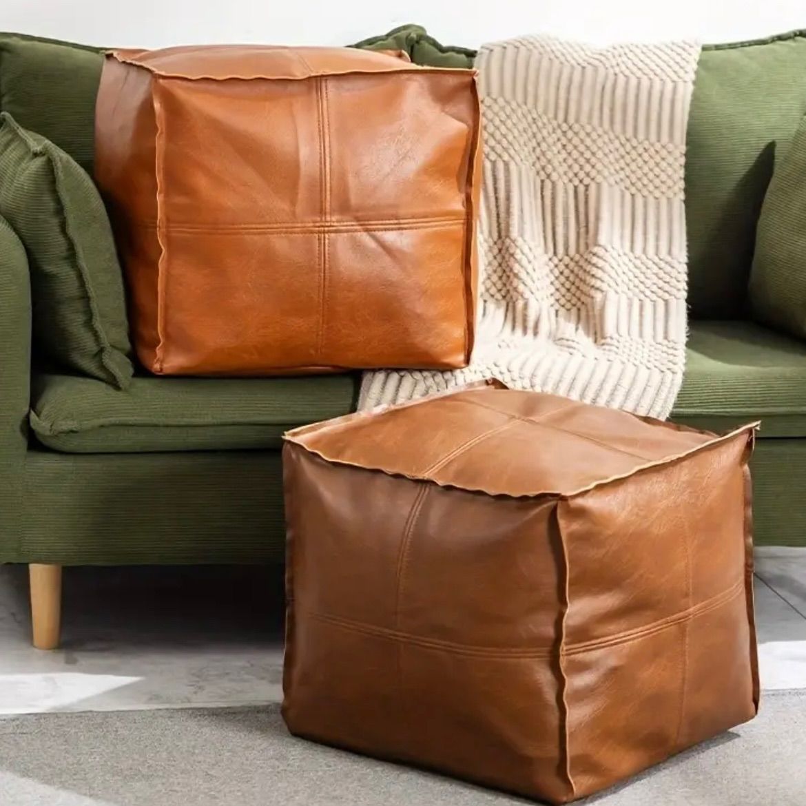 ブラウンオットマン 合成皮革製 オットマン 合成皮革製 スクエア型