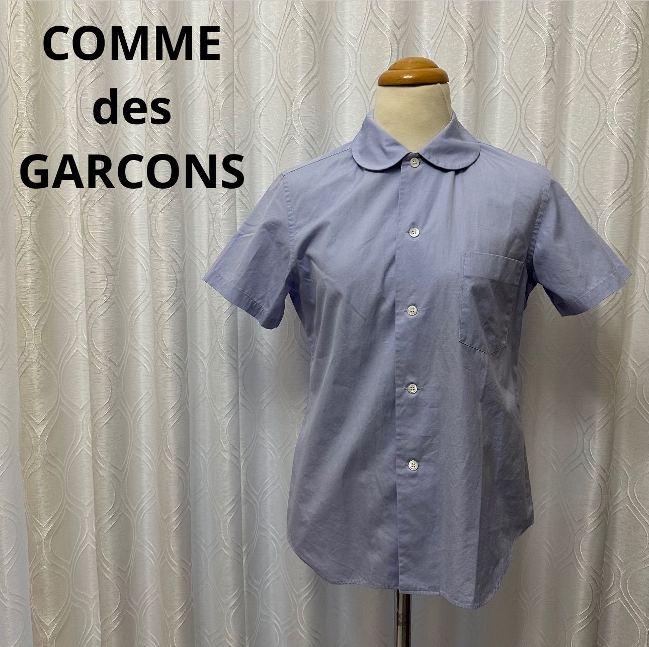 COMME des GARCONS コムデギャルソン 丸襟 半袖ブラウス 水色 XS