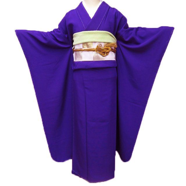 振袖 着物 未使用 正絹 紫色 身丈169cm 裄68cm L トール きもの