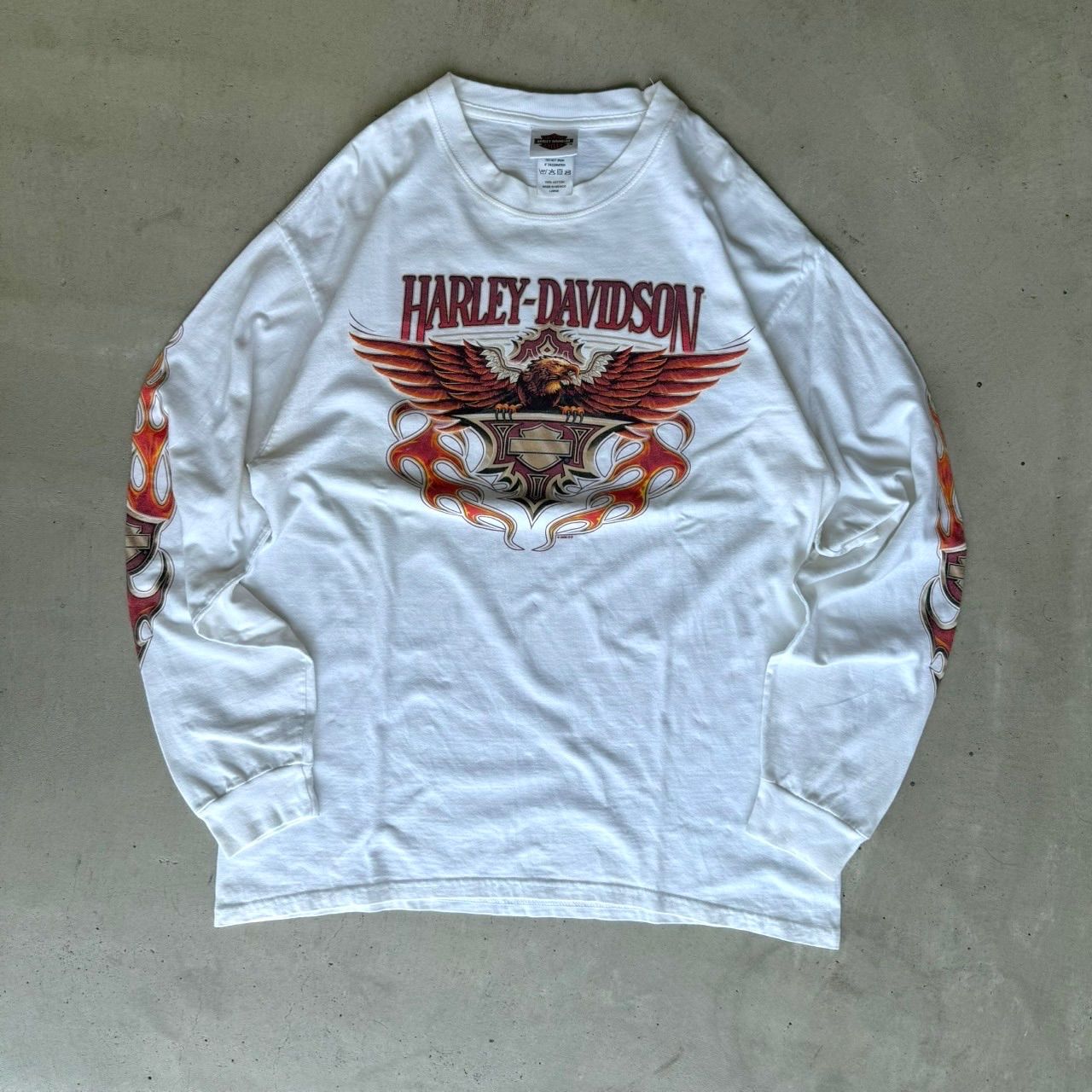 00s harleydavidson ハーレーダビットソン 両面プリント ロンＴフレイム ファイヤー 古着