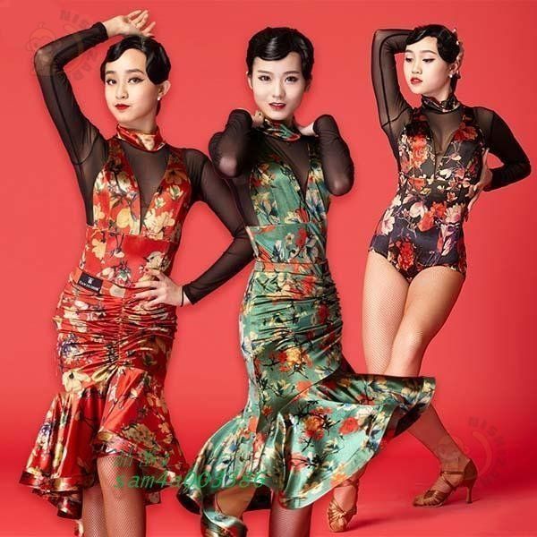 テンダンス ダンス衣装 演技服 レース 上下セット 黒 ワルツ モダンドレス 社交ダンス衣装 2点セット パーティー用 タンゴ服 am4a003386