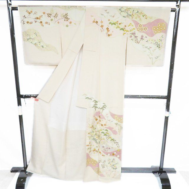 特選 訪問着 着物 中古 正絹 袷 フォーマル 金駒刺繍 吉澤の友禅 縮緬  