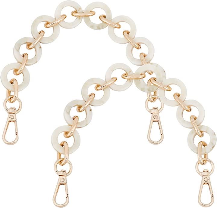 WADORN 2本 アクリル バッグ 持ち手 チェーンハンドル 長さ30cm ショートハンドル ストラップ 交換用( ホワイト)