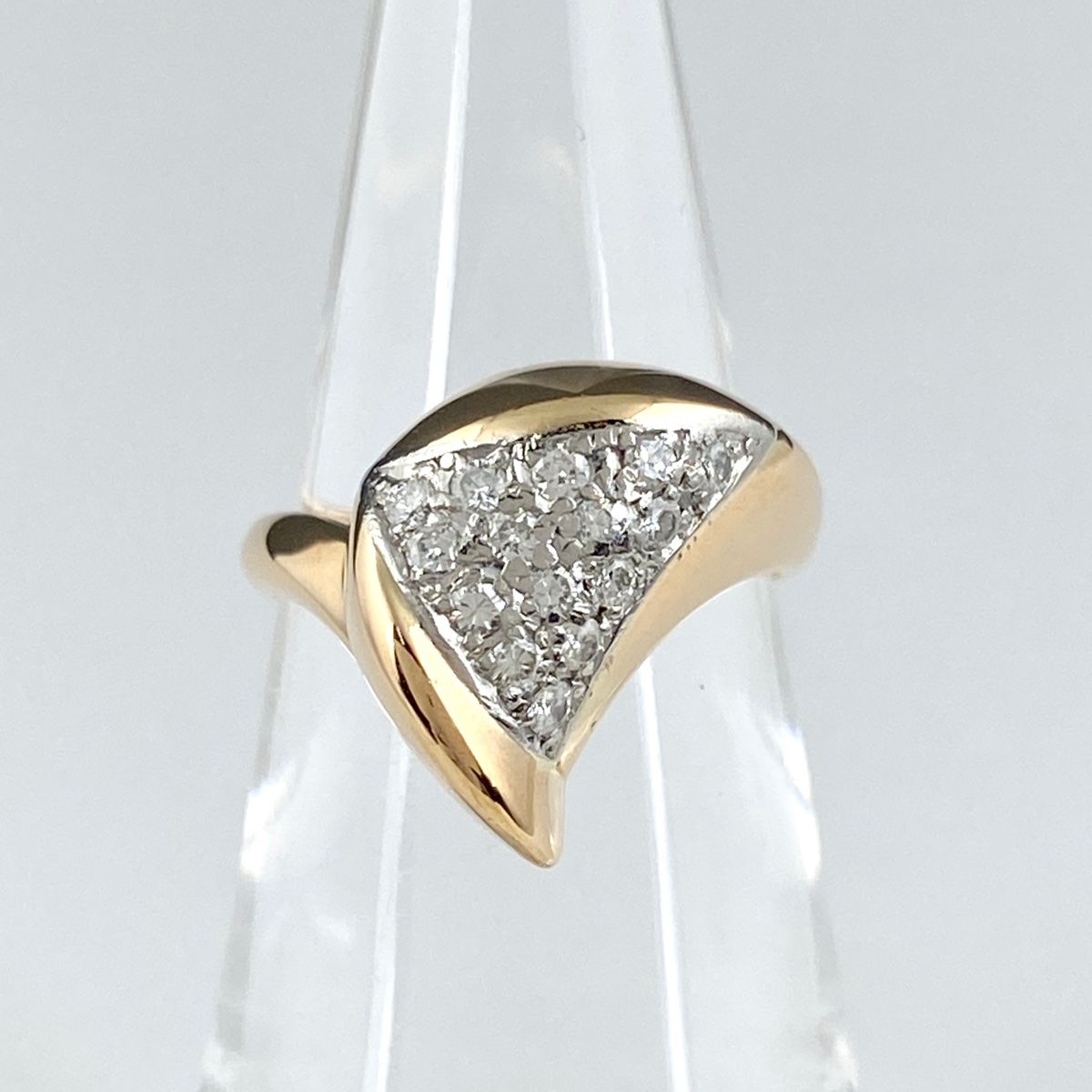 メレダイヤ デザインリング プラチナ 指輪 リング 10号 K18 Pt900 ダイヤモンド レディース 【中古】