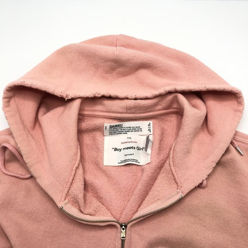 中古】DAIRIKU 22SS BoymeetsGirl Zip Up Hoodie M ピンク ダイリク  