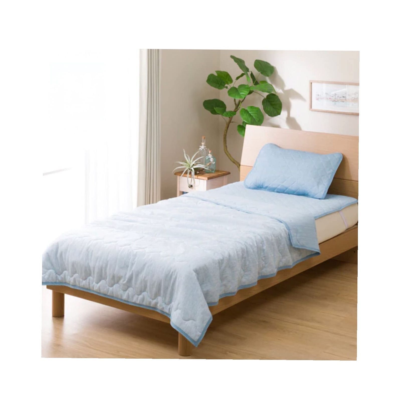 月の友 DRACENA ドラセナ 羽毛肌掛け布団 シングル ブルー 未使用品