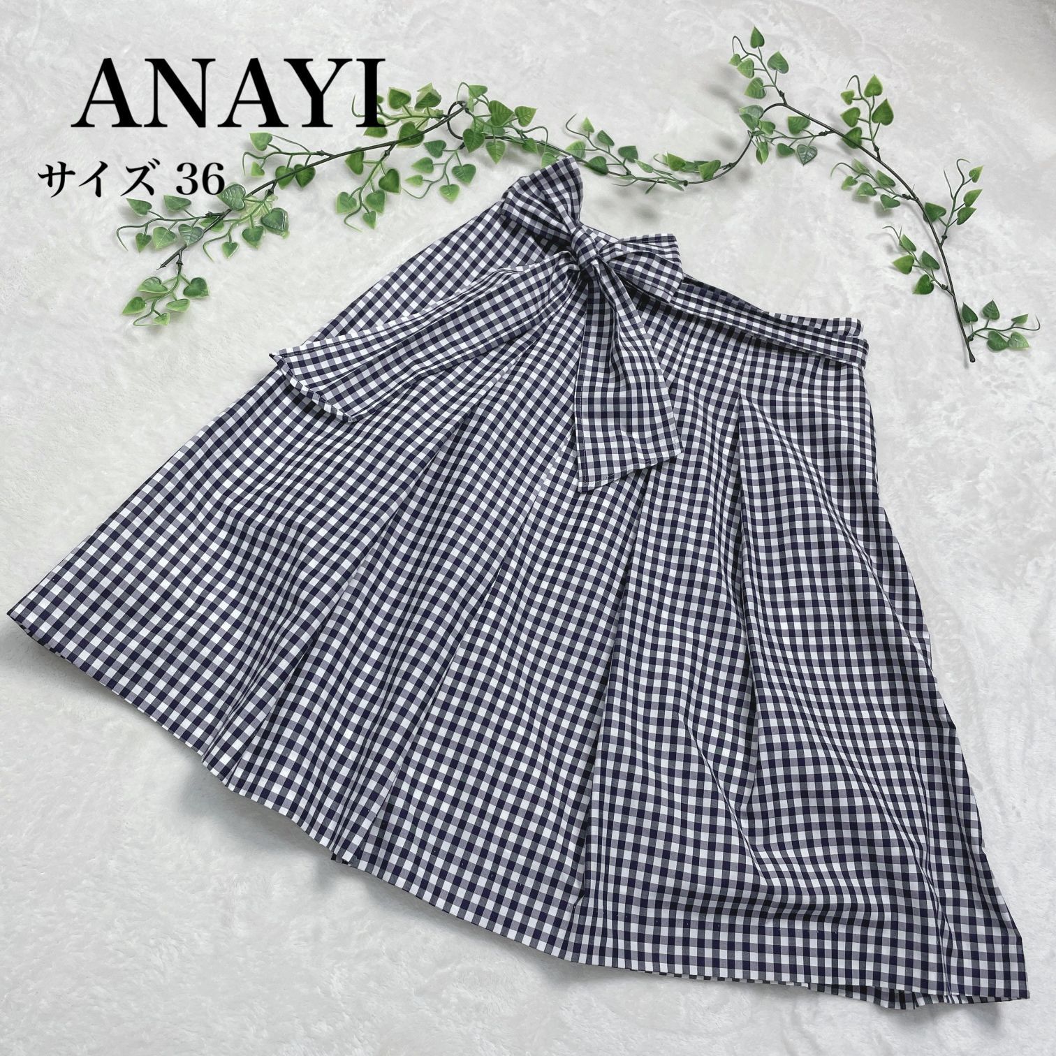 極美品】ANAYI（アナイ） ギンガムチェック ボックスプリーツスカート