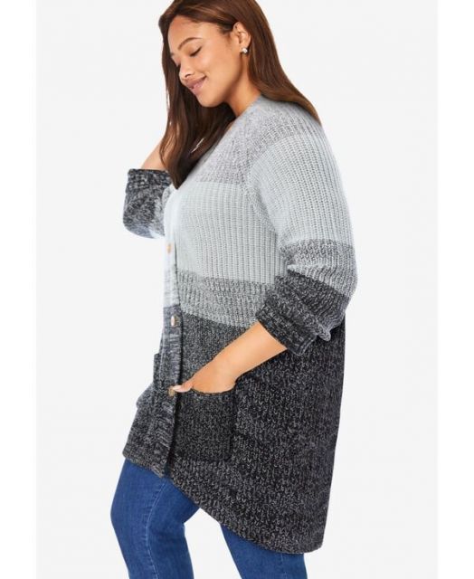  ウーマン ウィズイン レディース ニット セーター アウター Women s Within Ombre Shaker Cardigan Black 長袖 ニット セーター