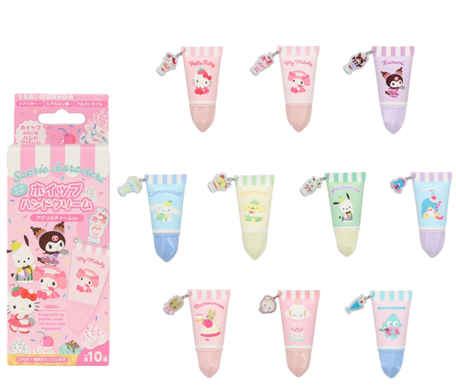 [全10種コンプ] サンリオ　ホイップハンドクリーム　アクリルチャーム付き アクリルチャーム付きホイップハンドクリーム 全10種 コスメ雑貨