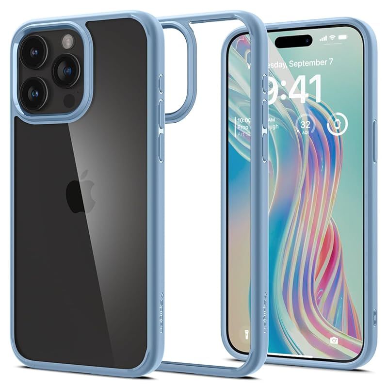 Spigen iPhone 15 Pro Max ケース クリア ストラップホール 米軍MIL規格 ウルトラ・ハイブリッド ACS06572 (シエラ・ブルー) 1