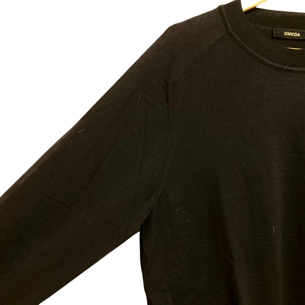 美品 23AW UMEDA ウメダニット SUPER HIGH GAUGE CREW NECK PULL OVER クルーネック カットソー セーター Mサイズ ブラック レディース 古着 中古 美品 23AW UMEDA ウメダニット SUPER HIGH GAUGE CREW NECK PULL