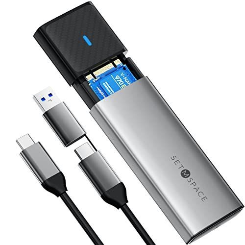 10Gbps SETMSPACE m.2 ssd 外付けケース NVMEとSATA両対応 m2 ssd ケース 10Gbps高速転送 nvme ケース 工具不要 2230/2242/2260/2280 M key/B+M key 対応 4TB USB CとUS