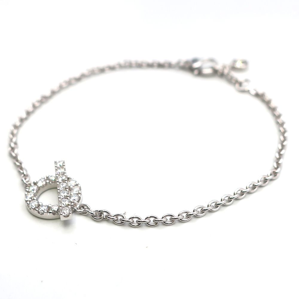 天白】HERMES エルメス フィネス ブレスレット ST K18WG 750 ホワイト