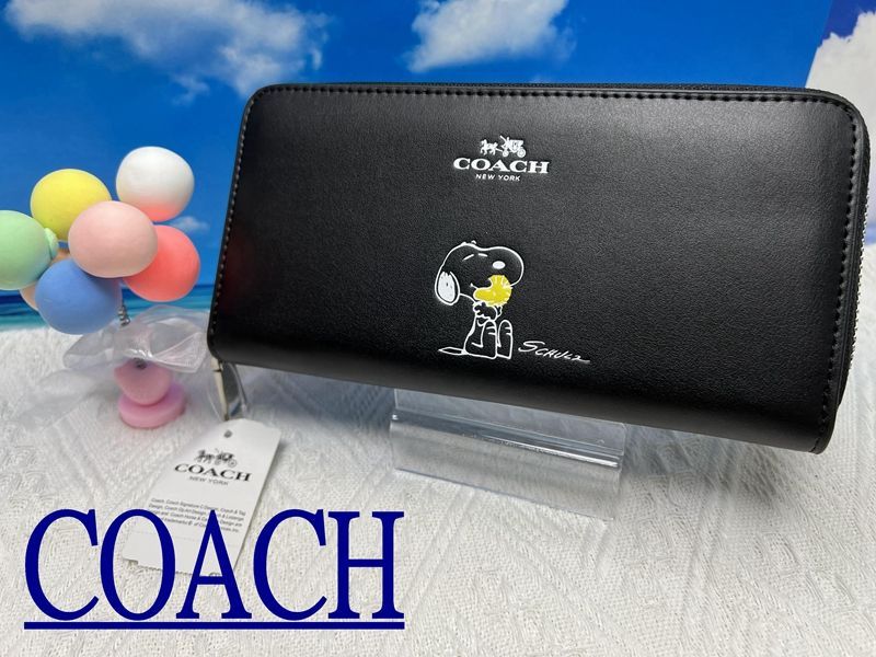 COACH 財布 長財布 コーチ アコーディオン ラウンドファスナー コーチ スヌーピー コラボ メンズ財布 プレゼント   クリスマス ギフト  贈り物   財布 メンズ 新品未使用 ブランド  A135 F53773 14