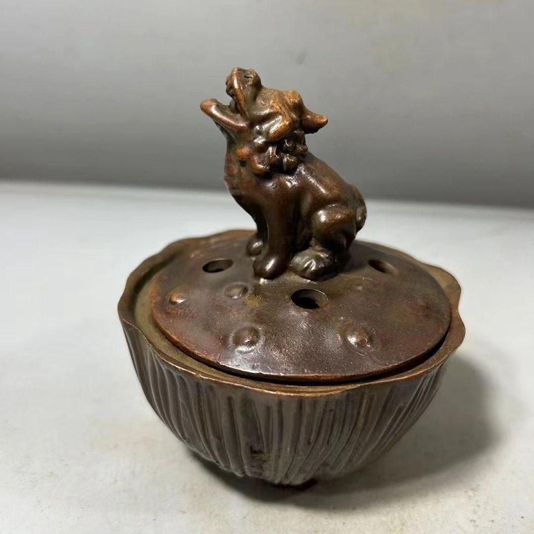 銅器 等しく 蓮葉蓮華香炉 仏具 香道具 工芸品 置物