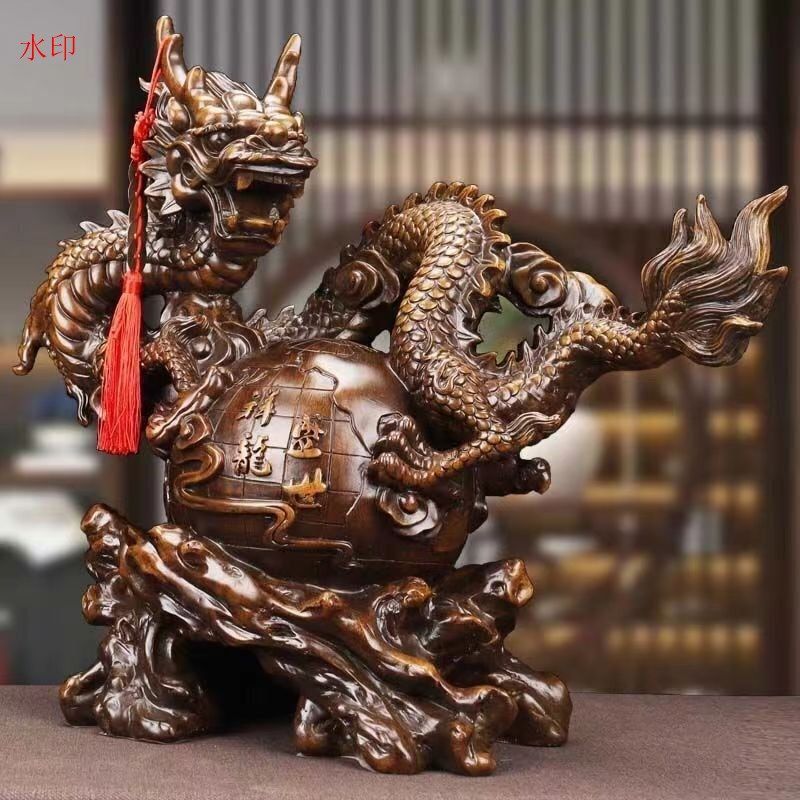 龍彫刻精工オフィス装飾風水祥龍置物テ/精密細エリピング置物