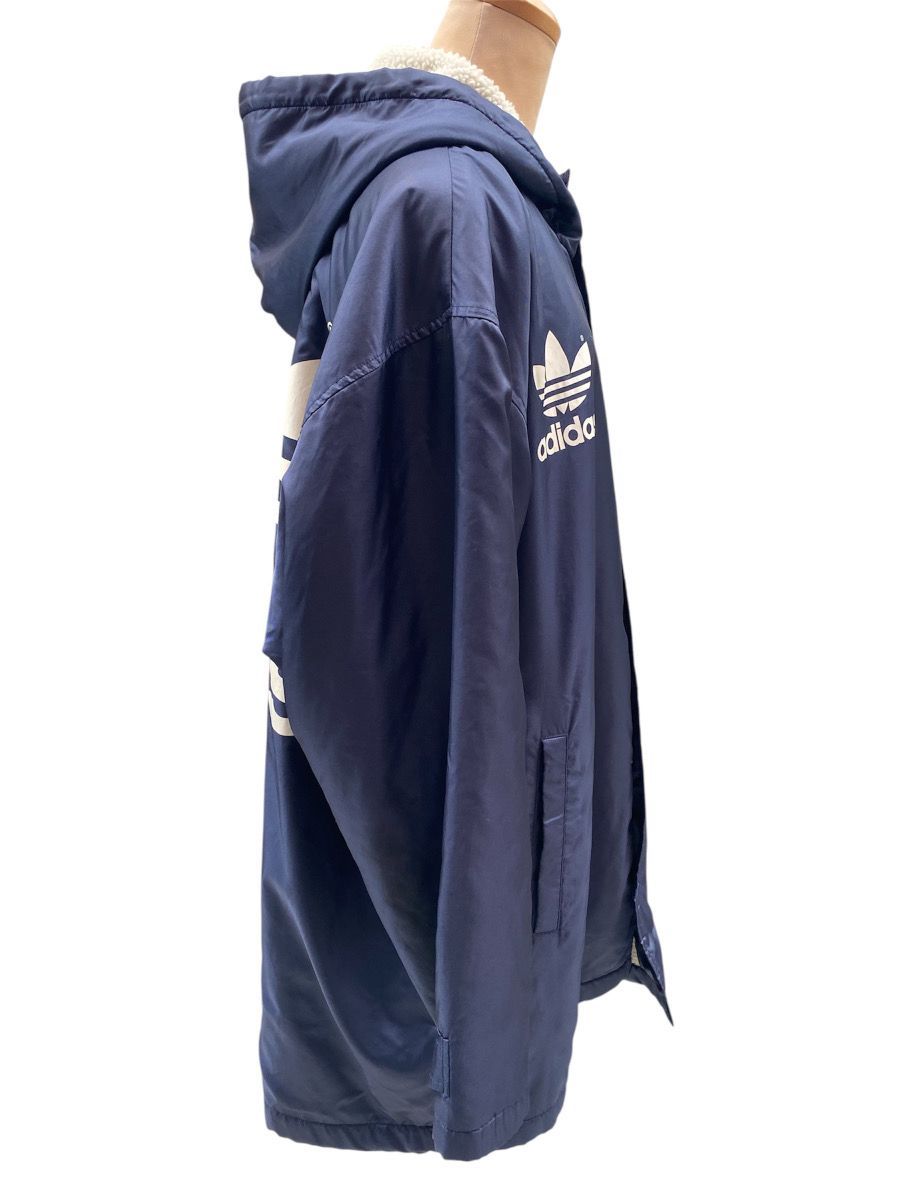 11314-01-05 90s adidas アディダス デサント製 裏ボア ナイロンコート ビッグロゴ ネイビー Lサイズ相当 ADS-8702 ヴィンテージ USTAUSTRALIA_COM_AU