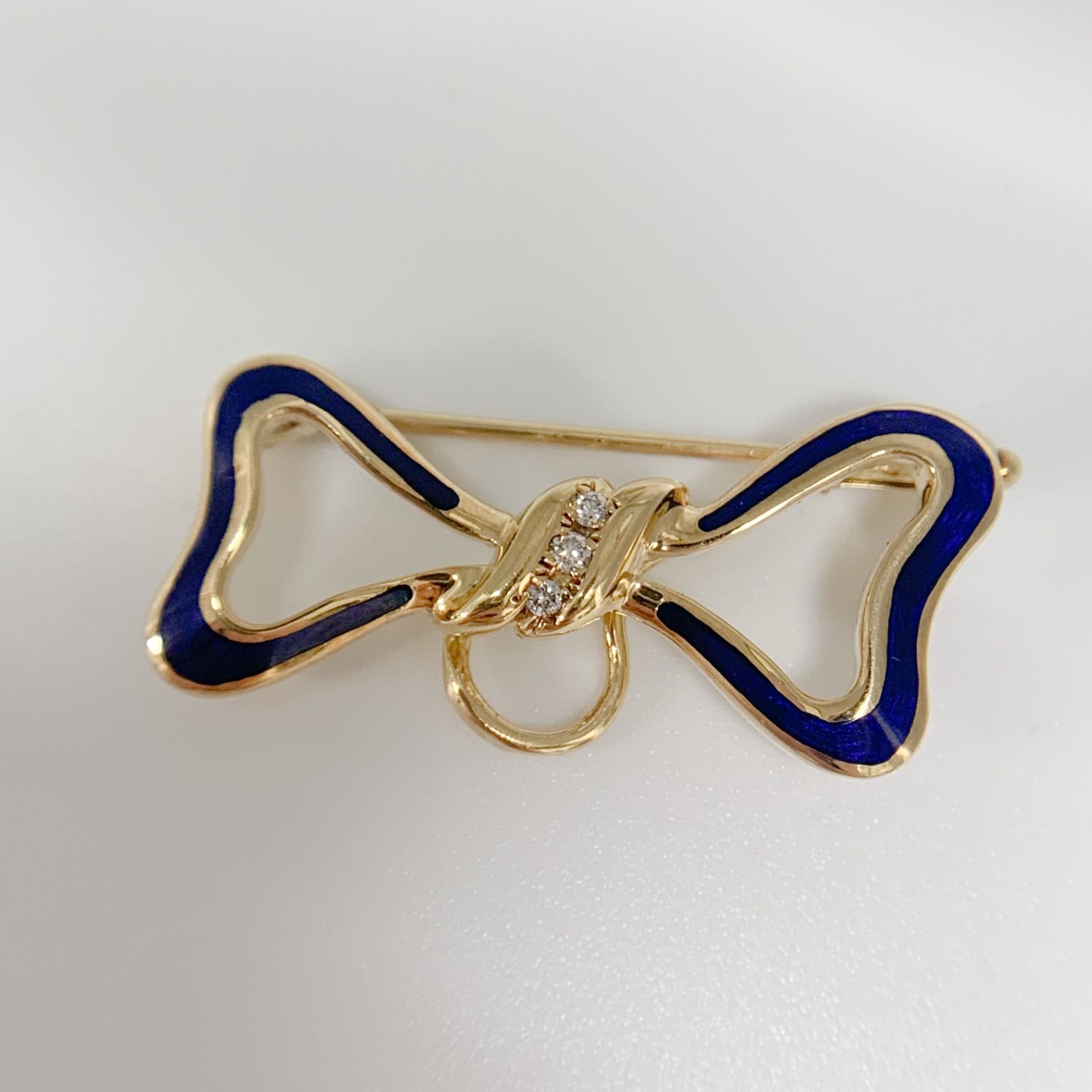 FABERGEファベルジェ 天然ダイヤモンド０．０３５ct エナメル 18Kt ブローチ