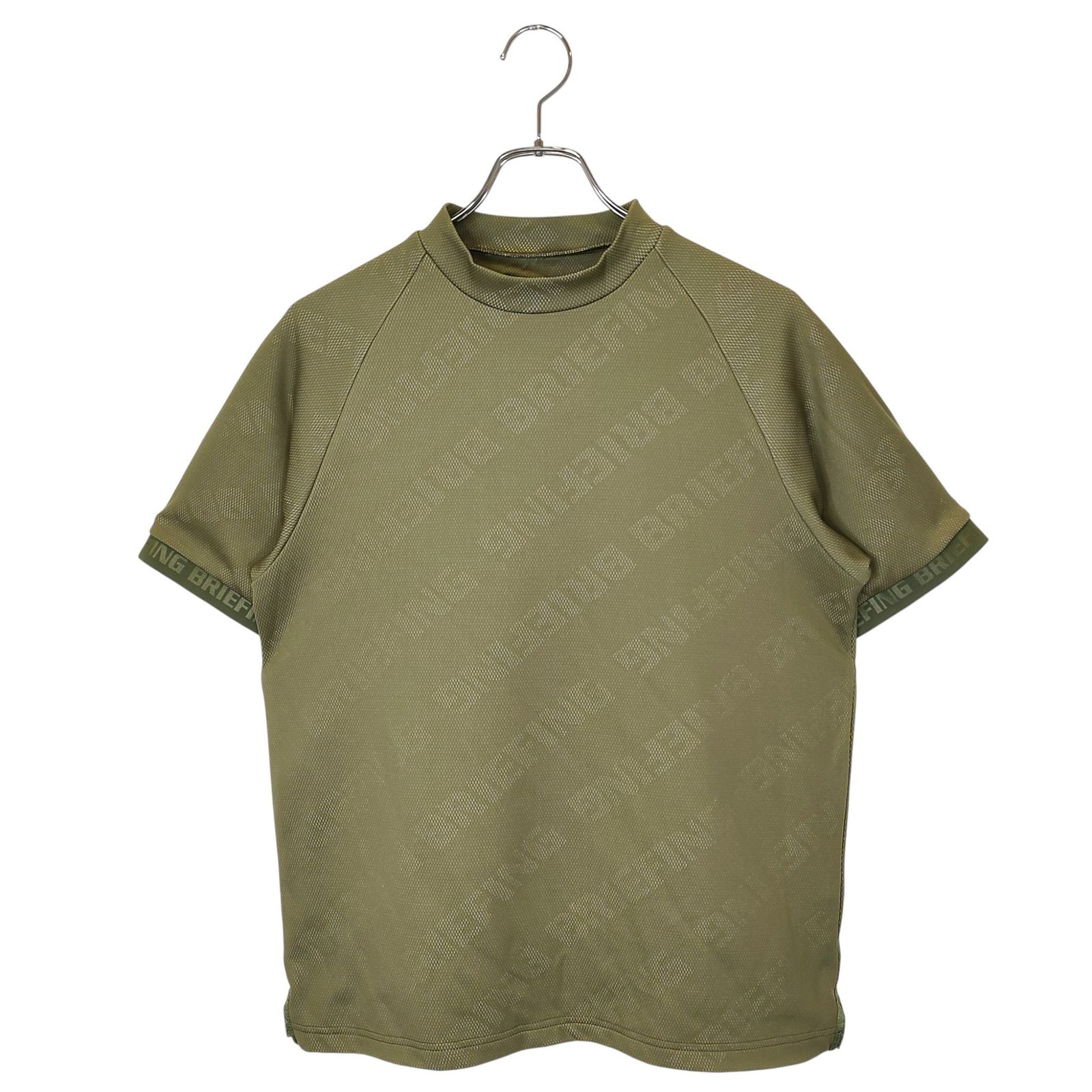 BRIEFING GOLF ブリーフィングゴルフ 24SS CE BIAS LOGO MOCK NECK RELAXED FIT 半袖 モックネック シャツ BRG241M17 S カーキ メンズ