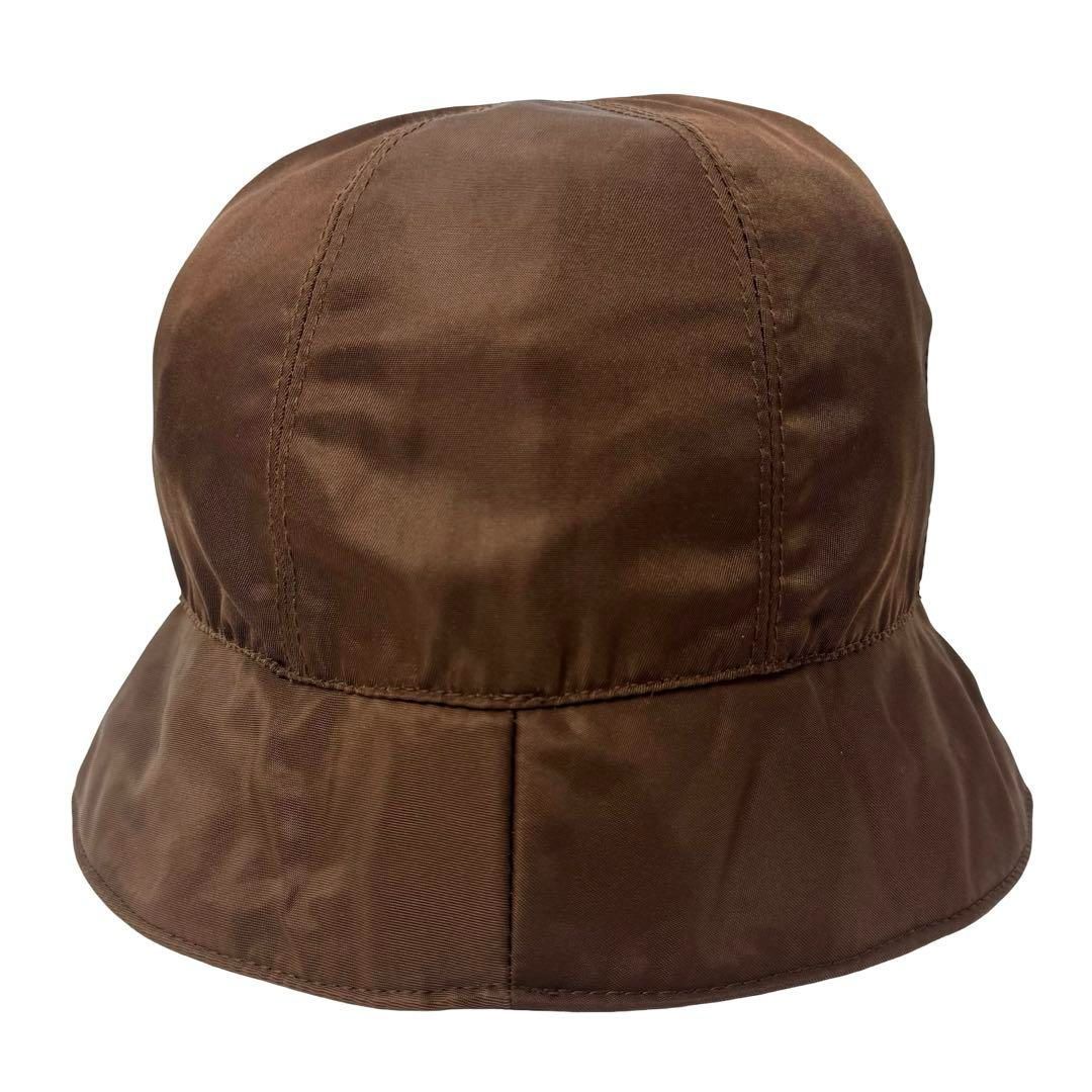 PRADA プラダ バケットハット 帽子 ナイロン ブラウン メンズ レディース 男女兼用 Mサイズ イタリア製 ロゴ刺繍