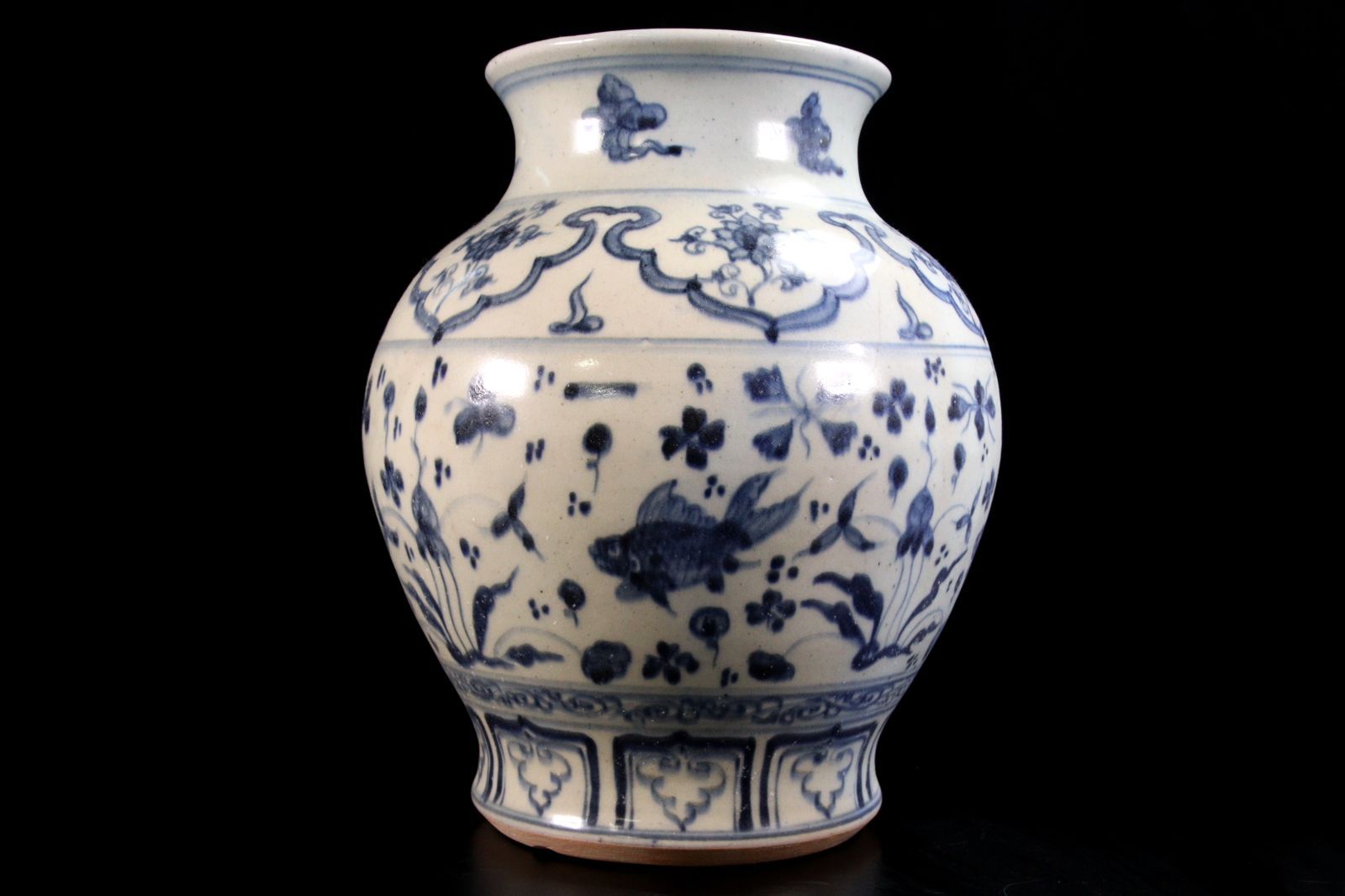 中国 白磁製染付 魚藻文花瓶 26cm 唐物 骨董 古美術 楾 F981- - メルカリ
