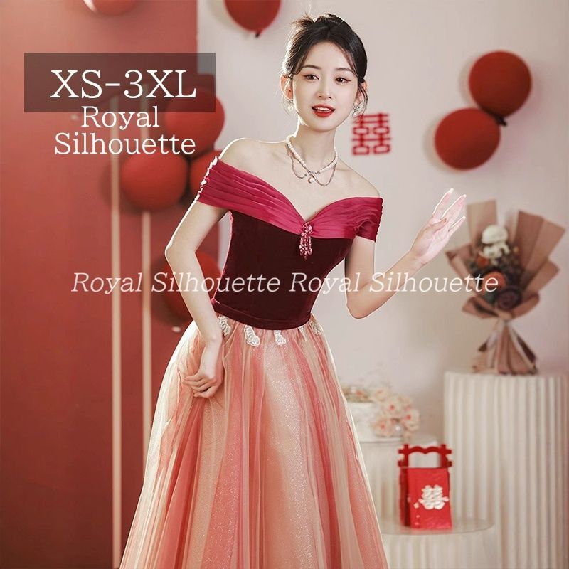 イブニングドレス パーティードレス レッド 赤 オフショルダー 大きいサイズ 謝恩会 ドレス 結婚式 XS S M L XL LL 2XL XXL 3XL XXXL 姫系 発表会 プリンセス ガーリー 豪華 パーティー 紐タイプ