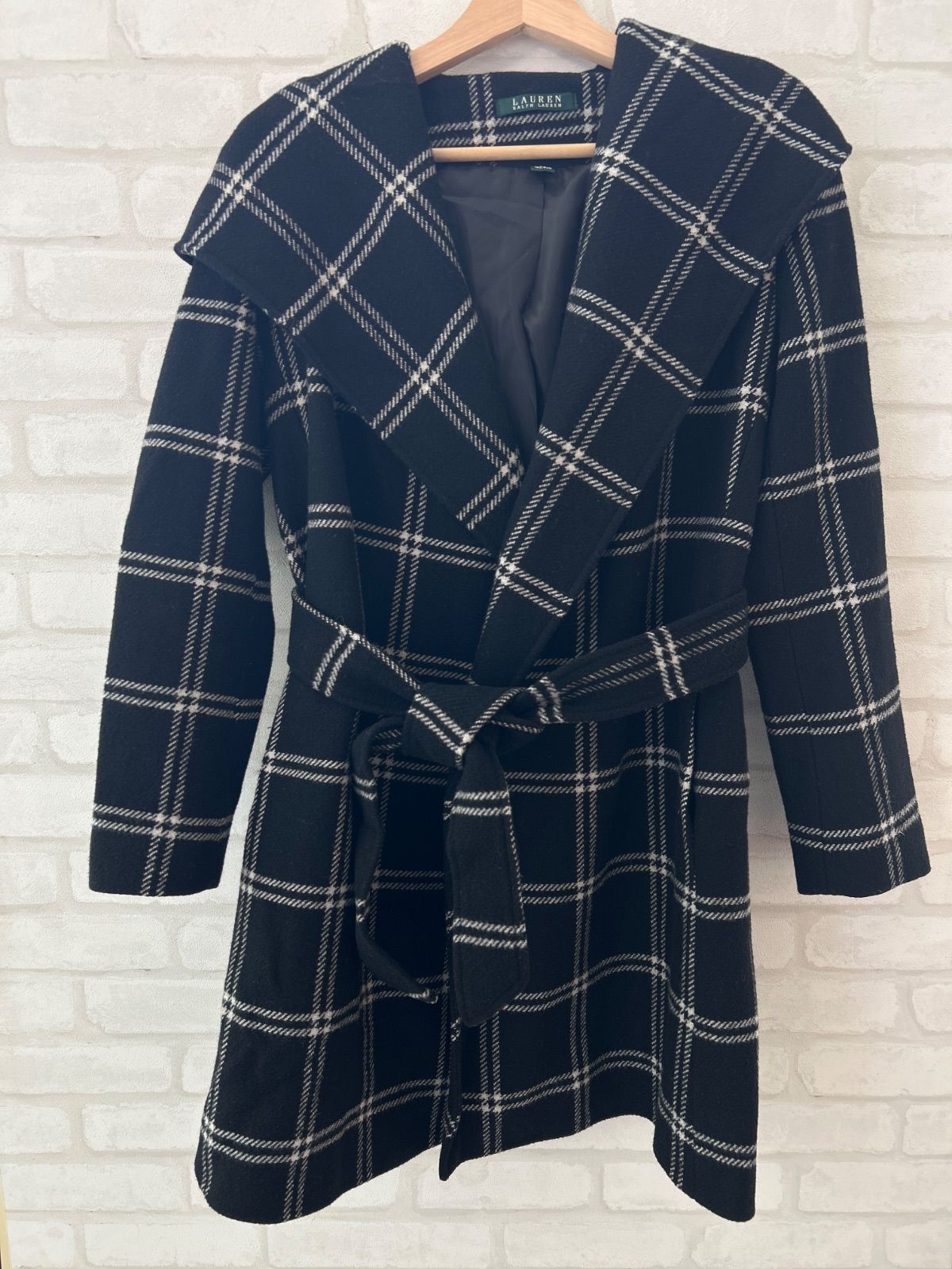 現行 ポロラルフローレン ショールカラー フランネル ジャケット コート XS ☆RALPH LAUREN ラルフローレン ショールカラーコート チェック