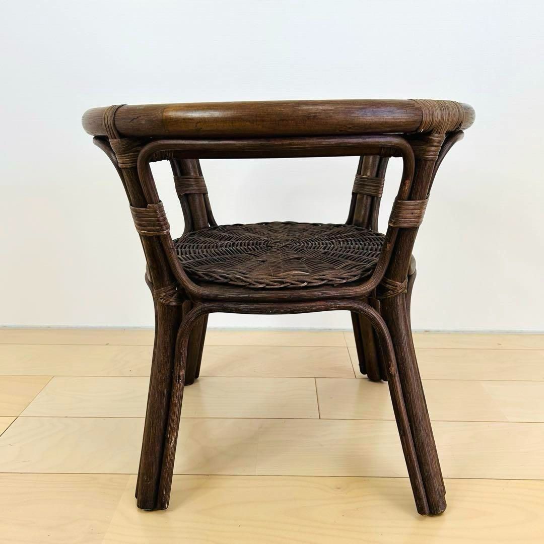 ニトリ ラタン製丸型サイドテーブル ガラステーブル ローテーブル