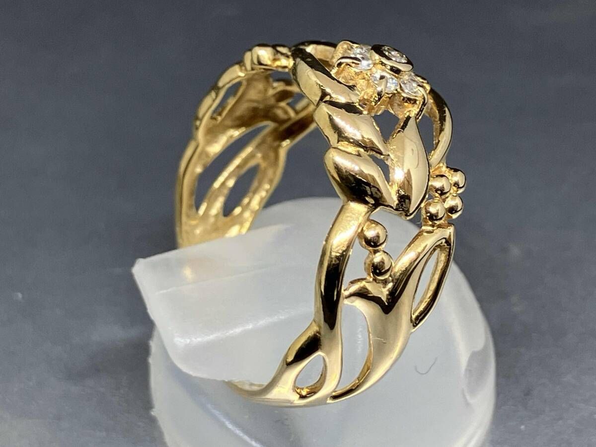 花模様の18金リング12号2.6g 18金 プラチナ リング ミラーボール コイル スパイラル 最大5連