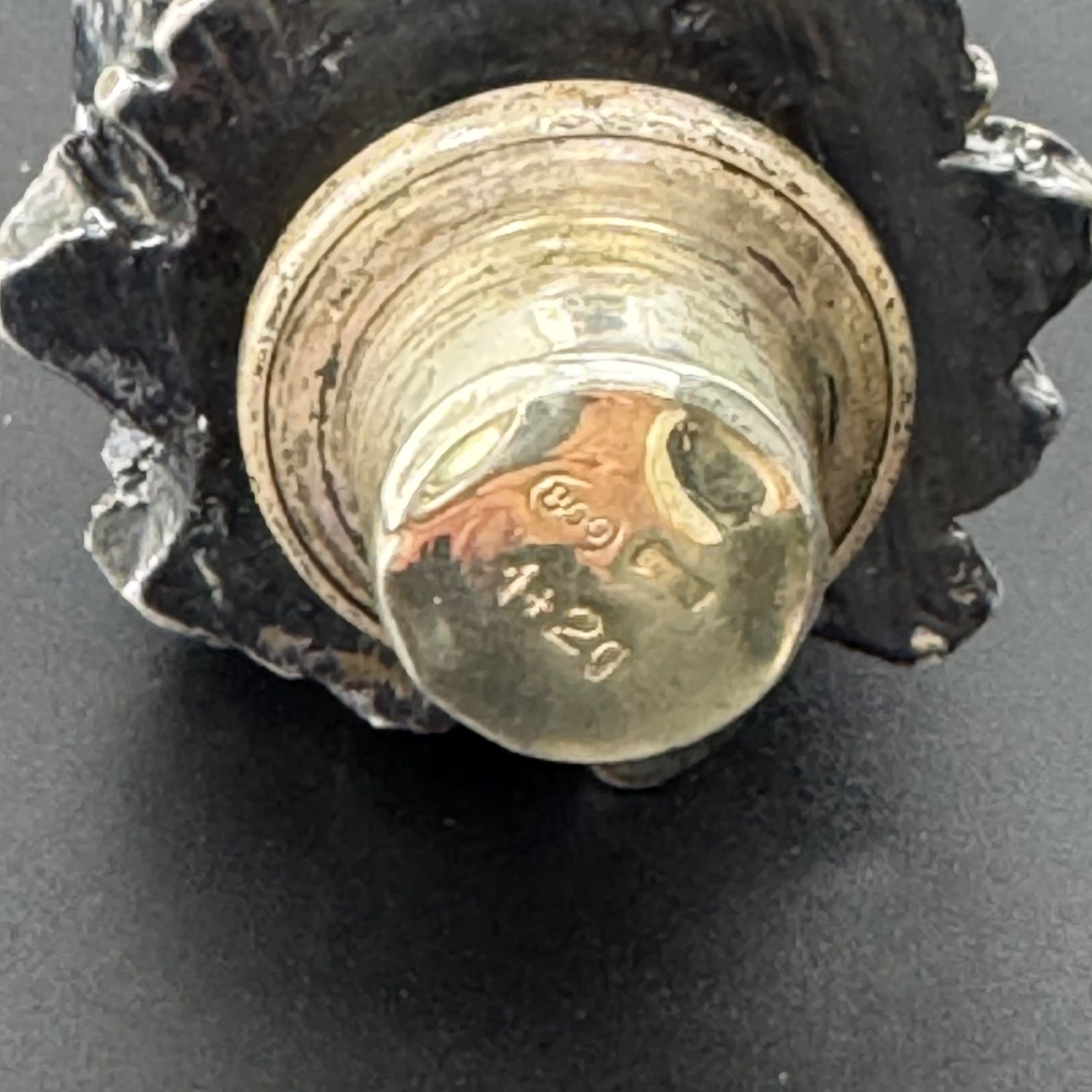 イタリア製 アンティーク 香水瓶 シルバー 蓋 ガラスボトル 銀