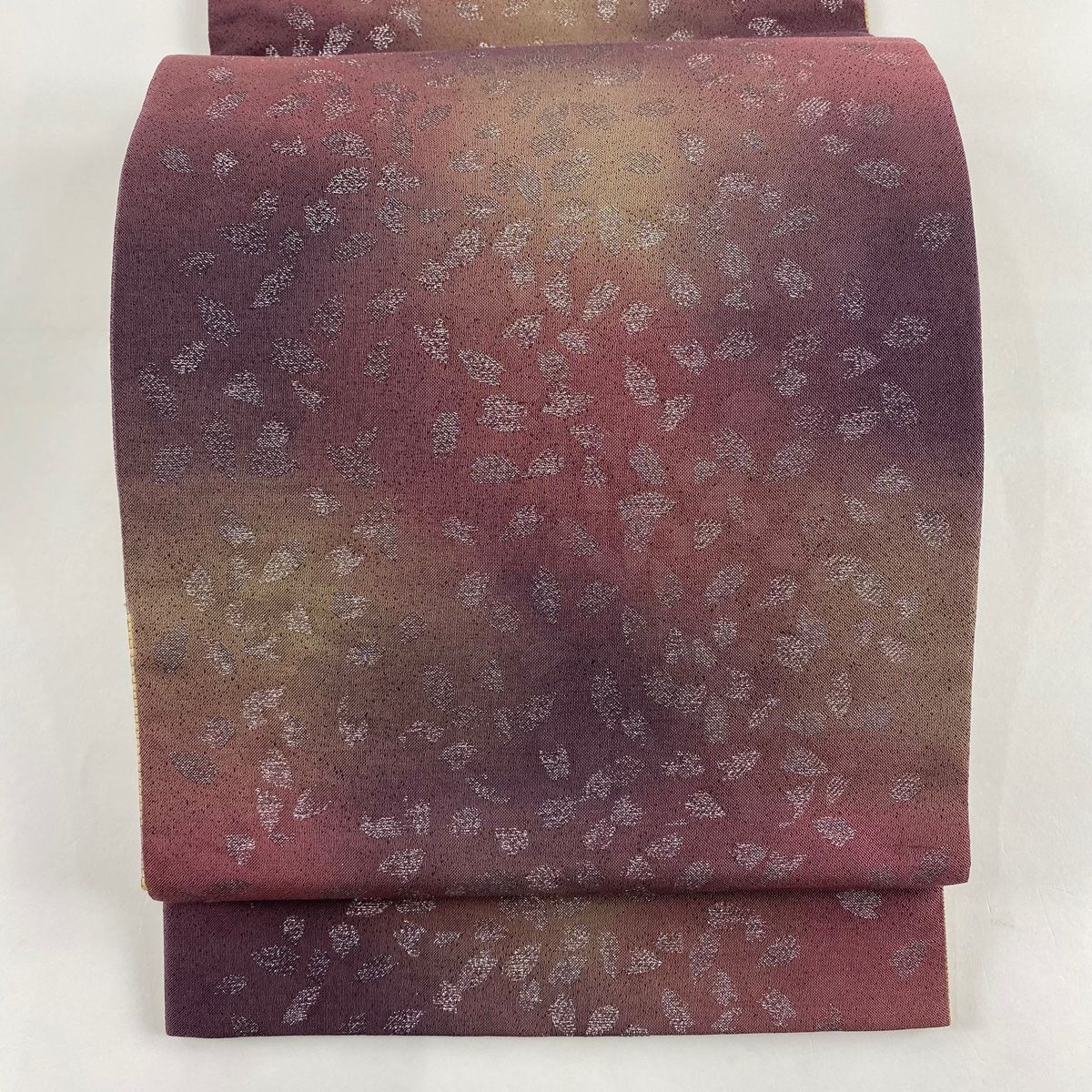 夏目　No.2521 正絹桜の花びら市松箔袋帯　美品 No.2521 正絹桜の花びら市松箔袋帯 美品