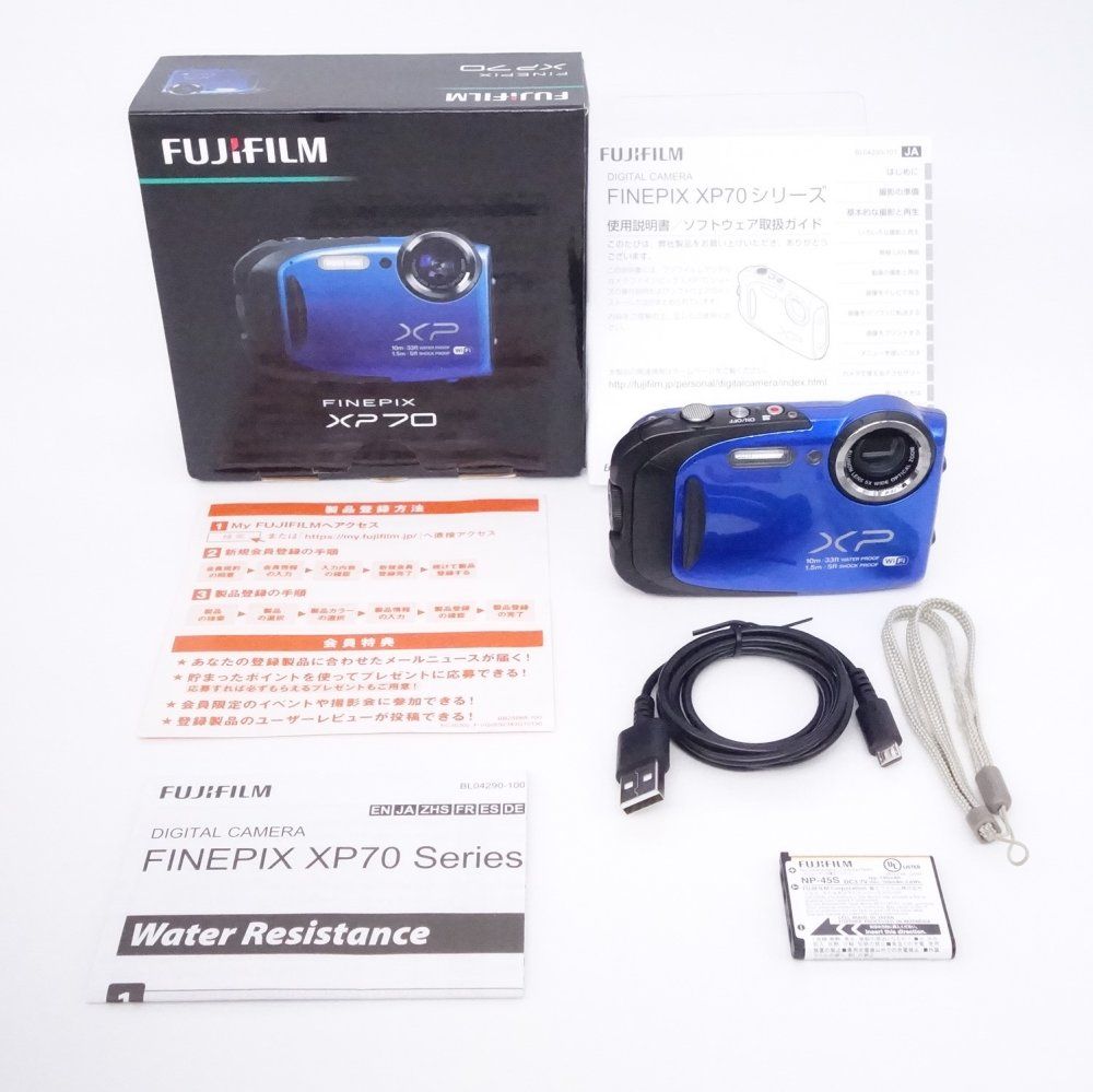 上品 富士フイルム FUJIFILM コンパクトデジタルカメラ XP70BL ブルー F FX-XP70BL D090059A