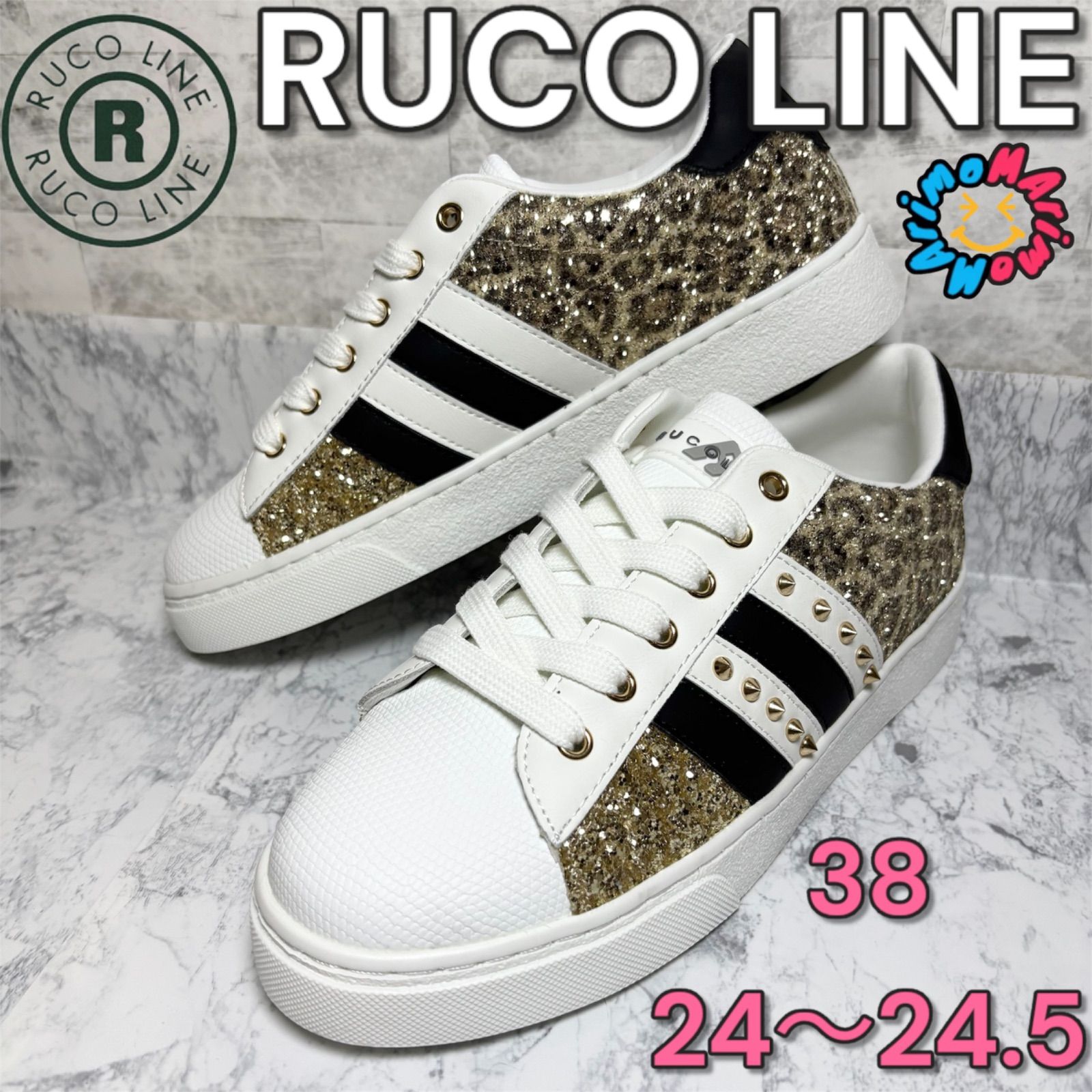 ルコライン RUCO LINE ORO スニーカー ヒョウ柄 グリッター ゴールド 