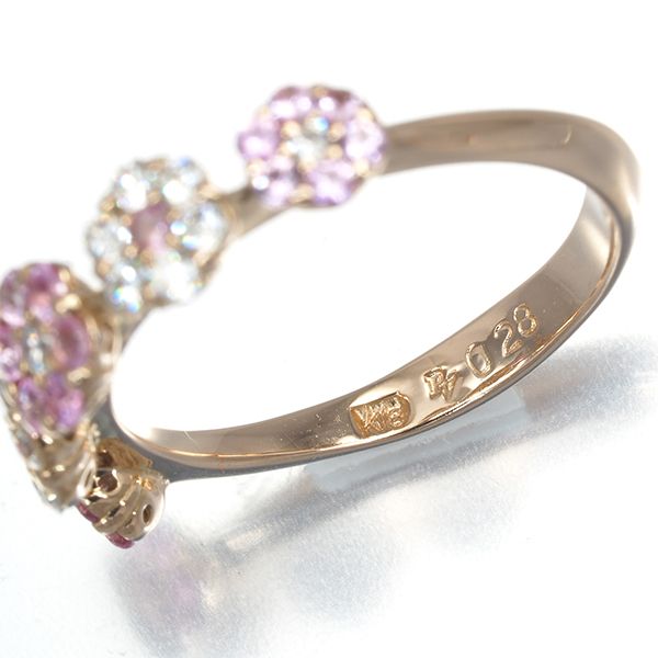 ポンテヴェキオ リング ピンクサファイア 0.28ct ダイヤ ダイヤモンド  