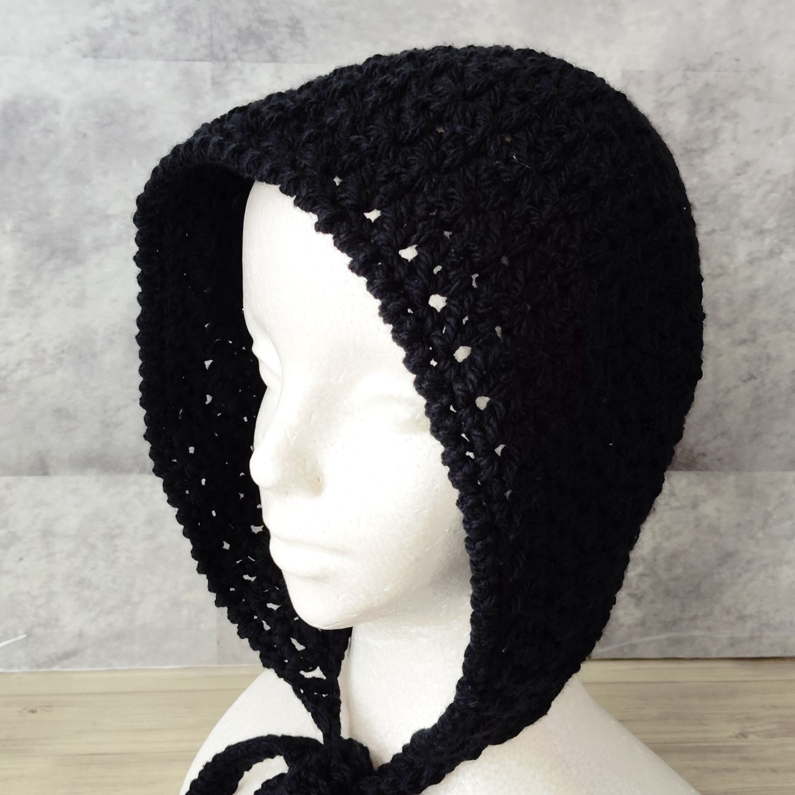 ボンネット 手編み ニット帽 ハンドメイド クロシェハット フード帽子