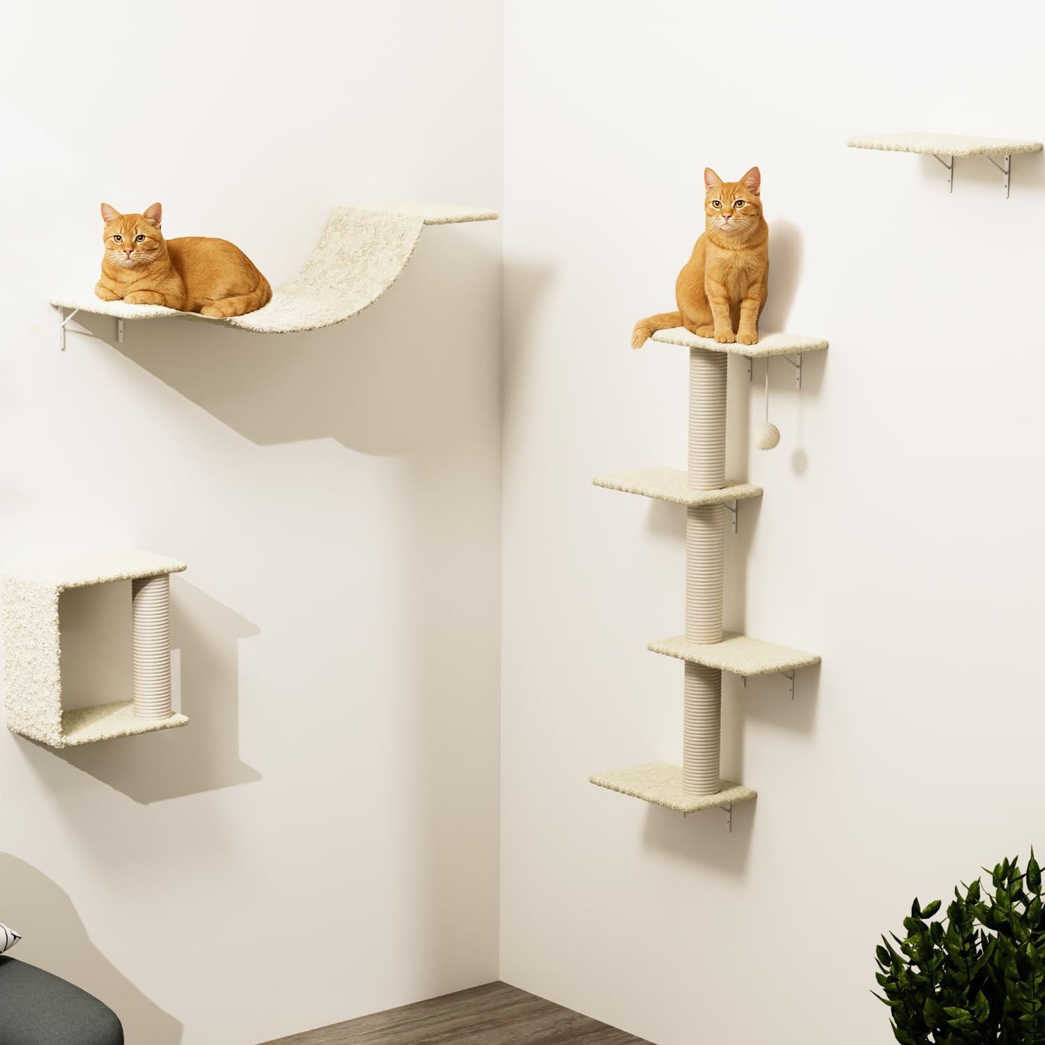  キャットウォーク 4つセット 猫用 キャットステップ 壁掛け式 DIY キャットタワー 猫家具 猫棚 ハンモック 吊り橋 爪とぎポール キャットツリー 猫用ステップ ベッド 階段 猫 爪研ぎ 遊び場 睡眠 休憩 ストレス解消 取り付け簡単 その他 猫用品