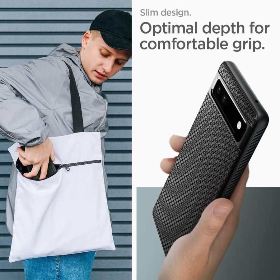 Spigen Google Pixel6a ケース 薄型 ソフトケース 耐衝撃 Qi充電 ワイヤレス充電対応 ACS04474 マットブラック